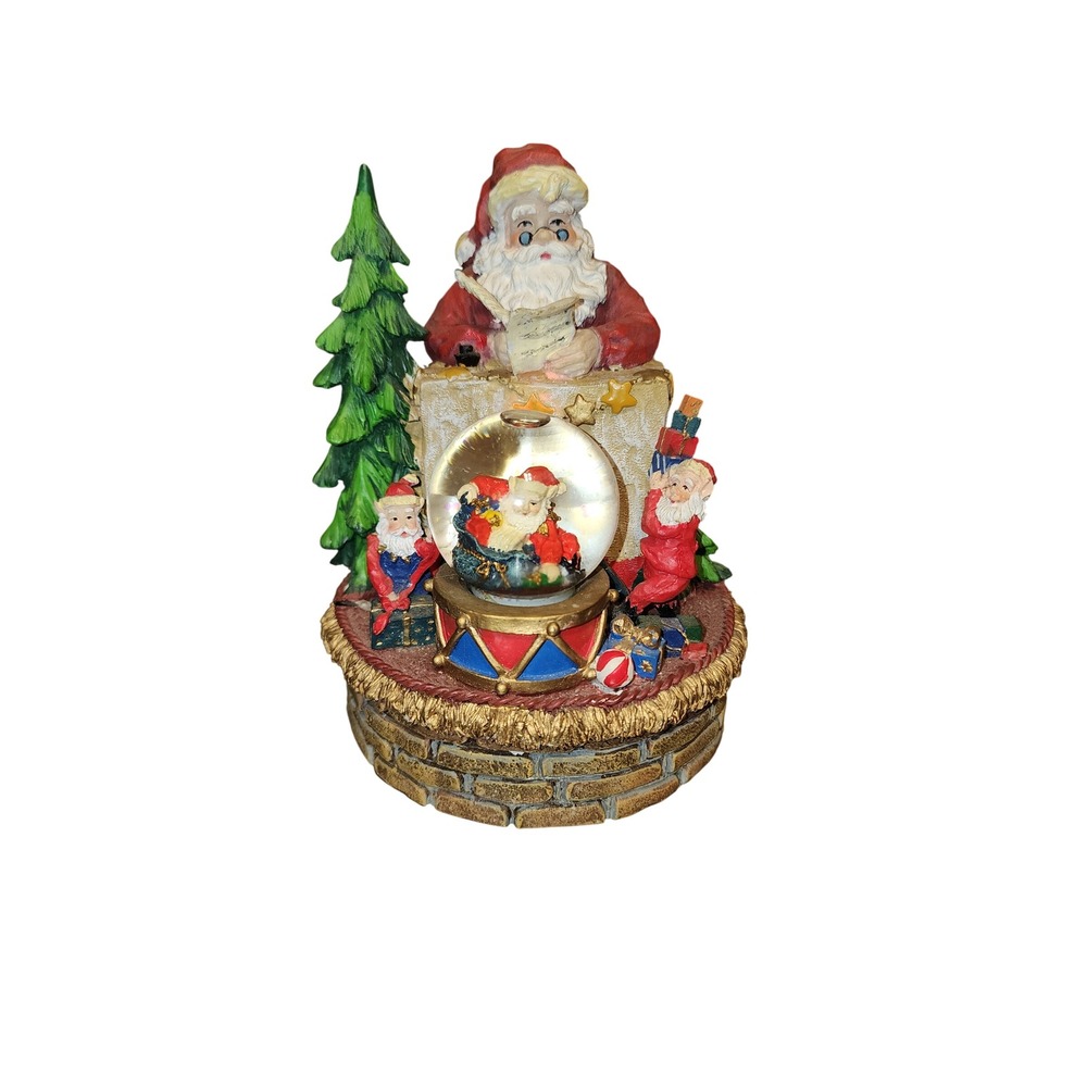 VTG Musical Snow Globe Santa Claus Tree Drum Figurines Battery Operated